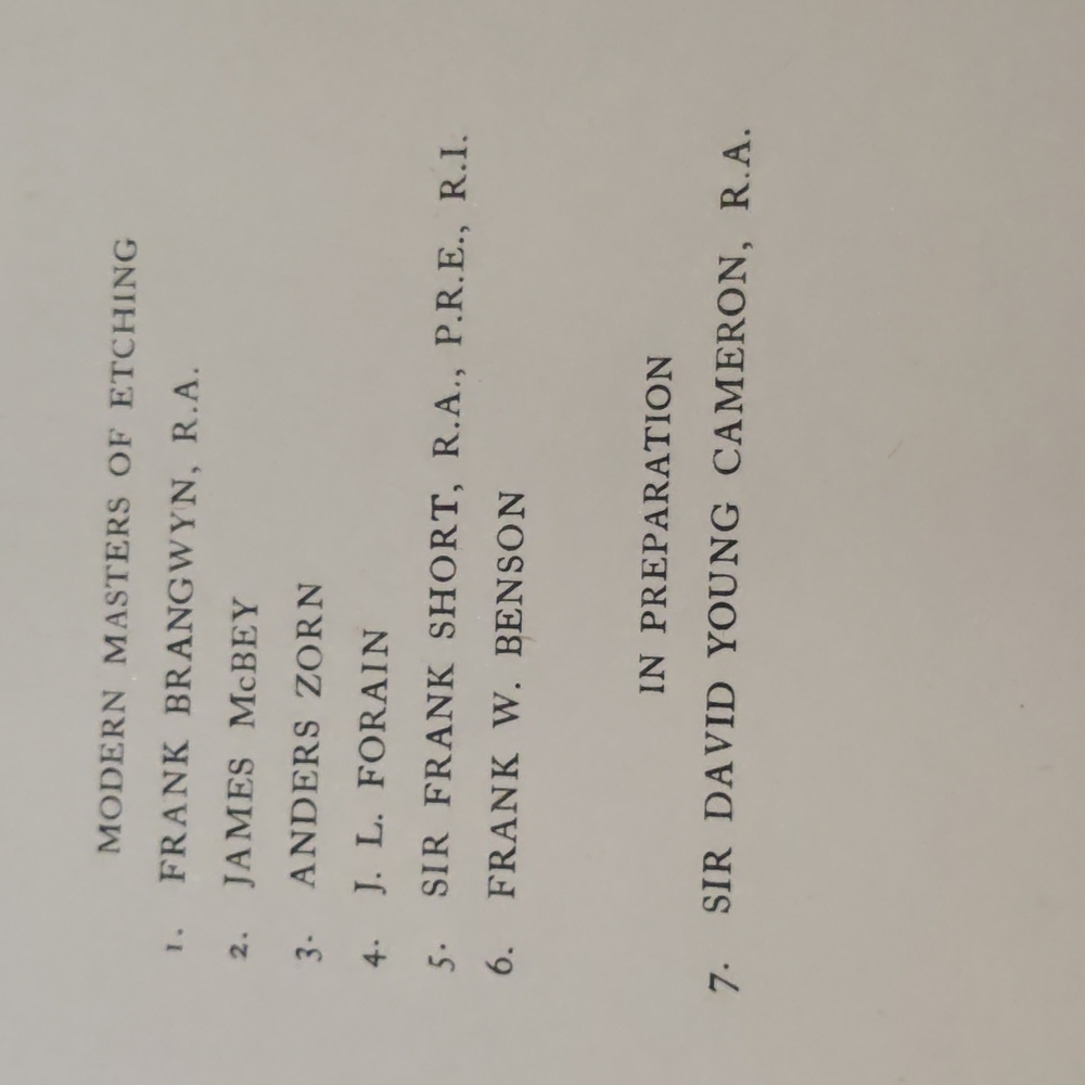 Volume 6 modern Masters of etching Frank w Benson London